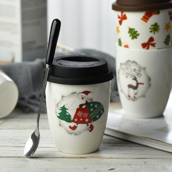 Cute Ceramic Travel Mugs with Silicon Lid for Christmas