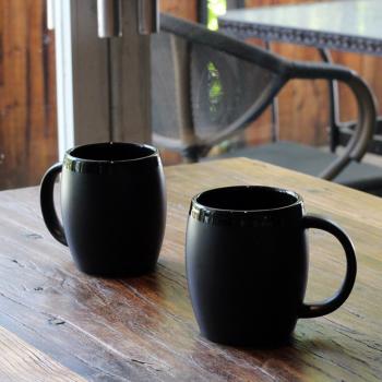 Drum Shape Matt Finish Ceramic Mugs