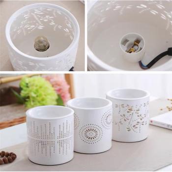 White Porcelain Electric Oil Burner Wax Melter Decorative Lamp For Home  Aroma Oil BurnerWhite Porcelain Electric Oil Burner Wax Melter Decorative Lamp For Home  Aroma Oil Burner