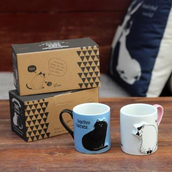 Embossed Kitty Shape Ceramic Mugs