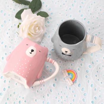 Hand Painting Sleeping Couple Bear Ceramic Mugs