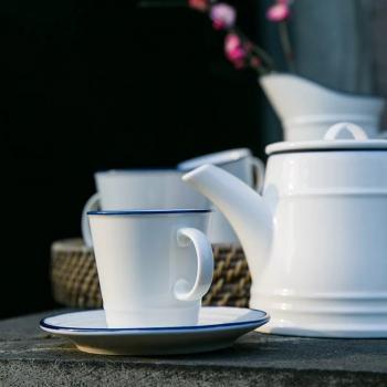 Antique Enamel Navy Style Ceramic Tea Cup and Saucer Set Coffee Cup with Saucer Coffee Mug Set