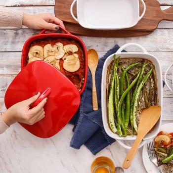 Stoneware Bakeware Set Roasting Lasagna Pan Casserole Bakeware with Handle